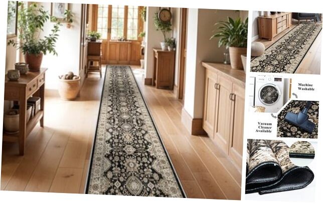 Washable Non Slip Hallway Runner Rug 3x16 with Rubber Backing