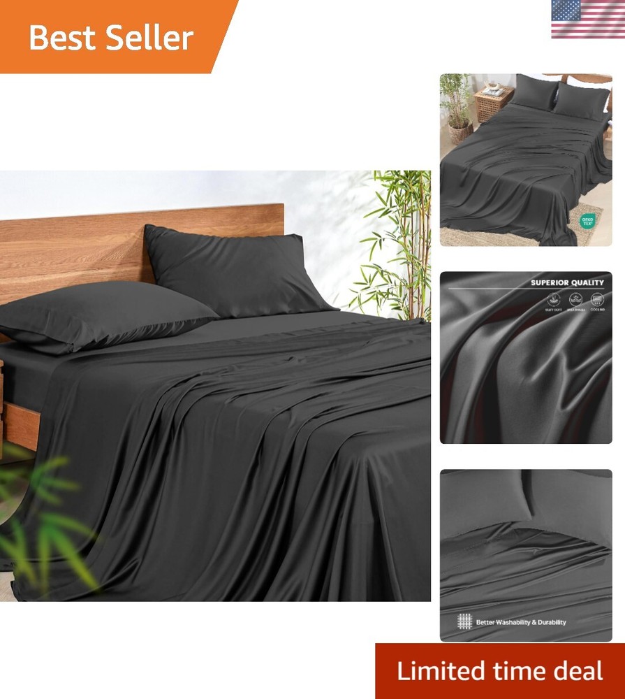Full Size Bamboo Rayon Cooling 4-Piece Sheet Set with Deep Pockets