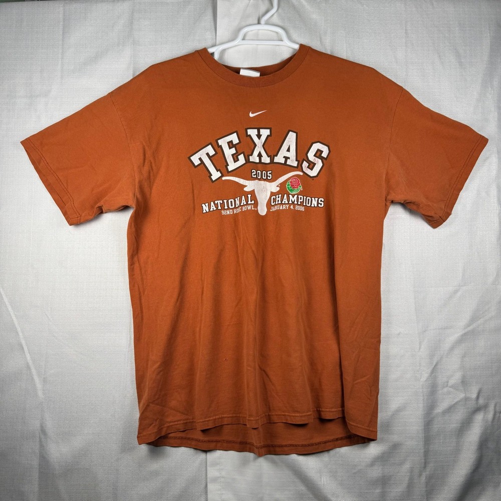 Nike Texas Longhorns 2005 National Champions Rose Bowl T-Shirt Mens XL Orange
