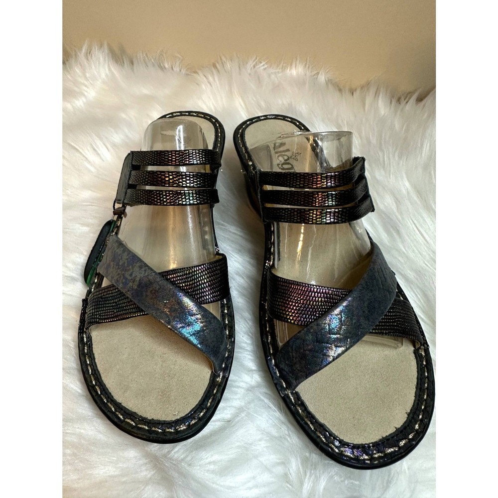 Alegria Leila Braidy Rainbow Leather Wedge Sandals Size 36 Cute Comfortable