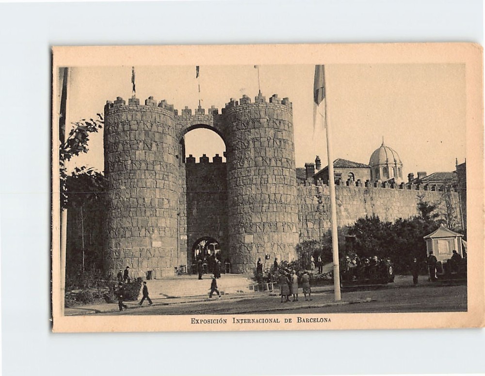 Postcard Avila Gate Exposicion Internacional De Barcelona Spain