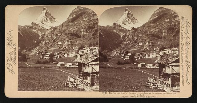 Zermatt Switzerland 1899 Matterhorn Alpine Spirits Sanctuary Stereo View