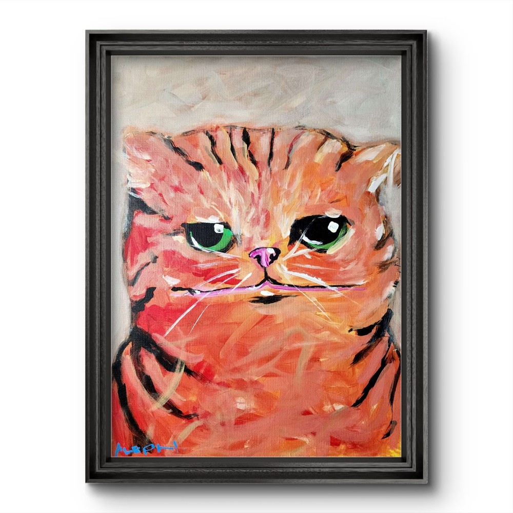 Aleph Original Art Cat 16x12  Abstract Expressionist Original Painting Canvas