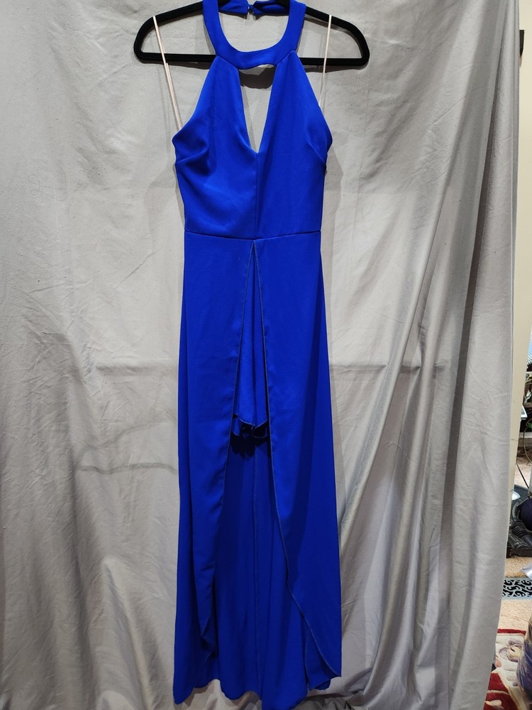 Rue21 Size Small Blue High Low Romper w/ Halter Neckline, Shorts & Open Back