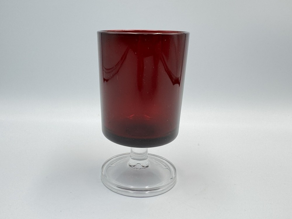 Vintage Ruby Red Luminarc France Arcoroc Footed 4