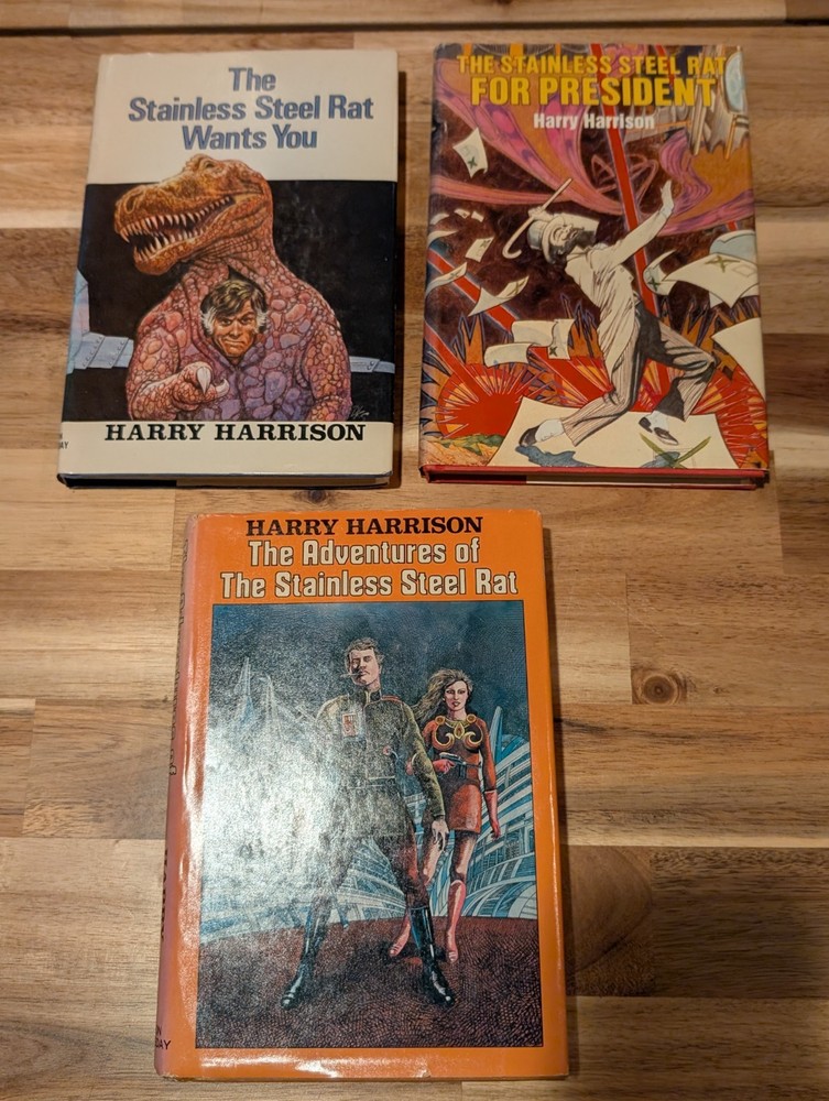 Lot of 3 Harry Harrison The Stainless Steel Rat Hardcover Sci-Fi books