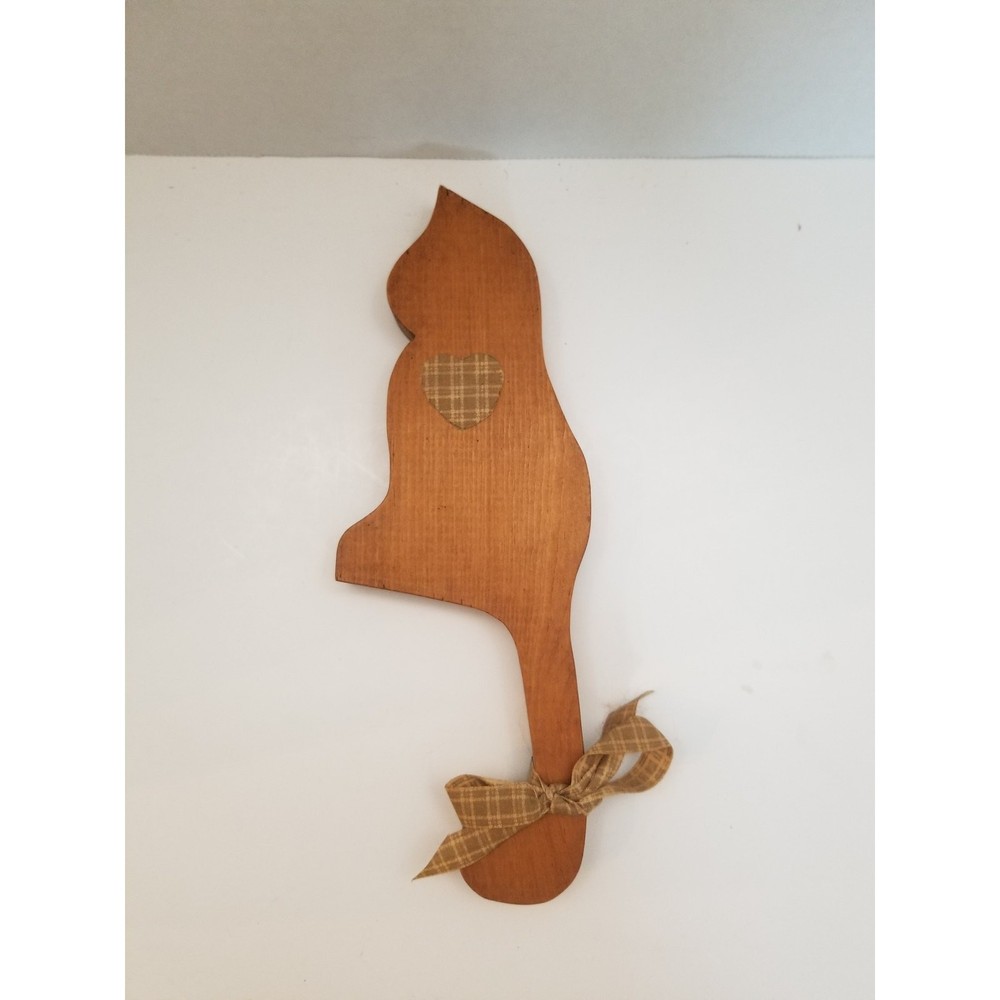 Vintage Hand Carved Wood Cat Shelf Sitter Bow Cottagecore Grannycore 9