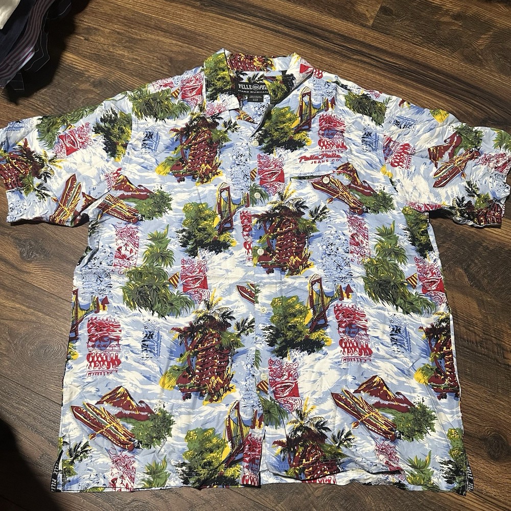 Pelle Pelle Marc Buchanan Men's XL Button-Up Short Sleeve Hawaiian Shirt Rayon