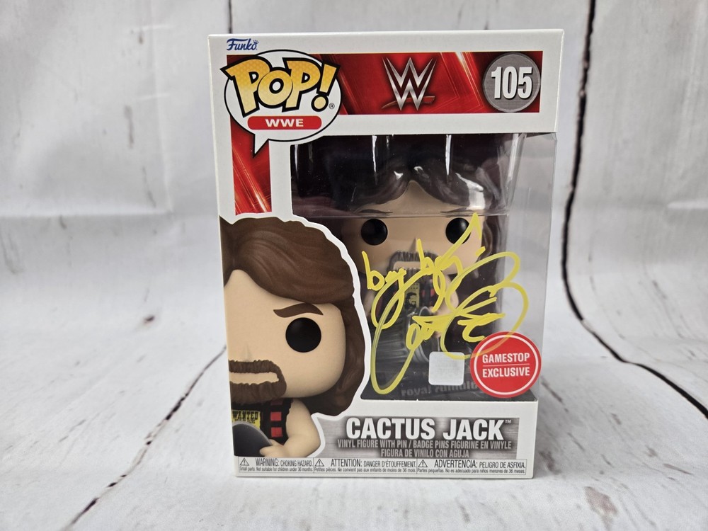 Funko Pop! WWE Cactus Jack #105  GameStop Exclusive Autographed