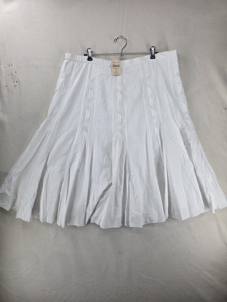 Coldwater Creek Skirt Womens 1X White Tuck Detail Striped Full Lined Midi Summer