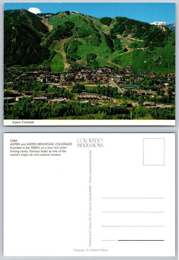 Aspen Colorado Aerial View Postcard Colorado Impressions Ski Resort Mountain