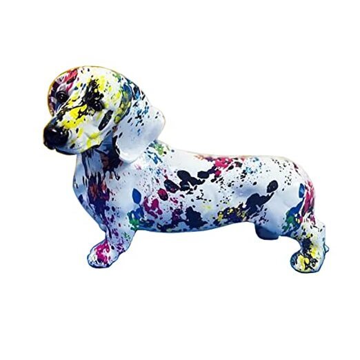 Graffiti Dachshund Dog Statue Sculpture Animal Art Figurine Home Decoration I2