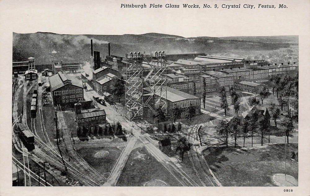Crystal City Festus MO Missouri Pittsburgh Plate Glass Works Vtg Postcard F52
