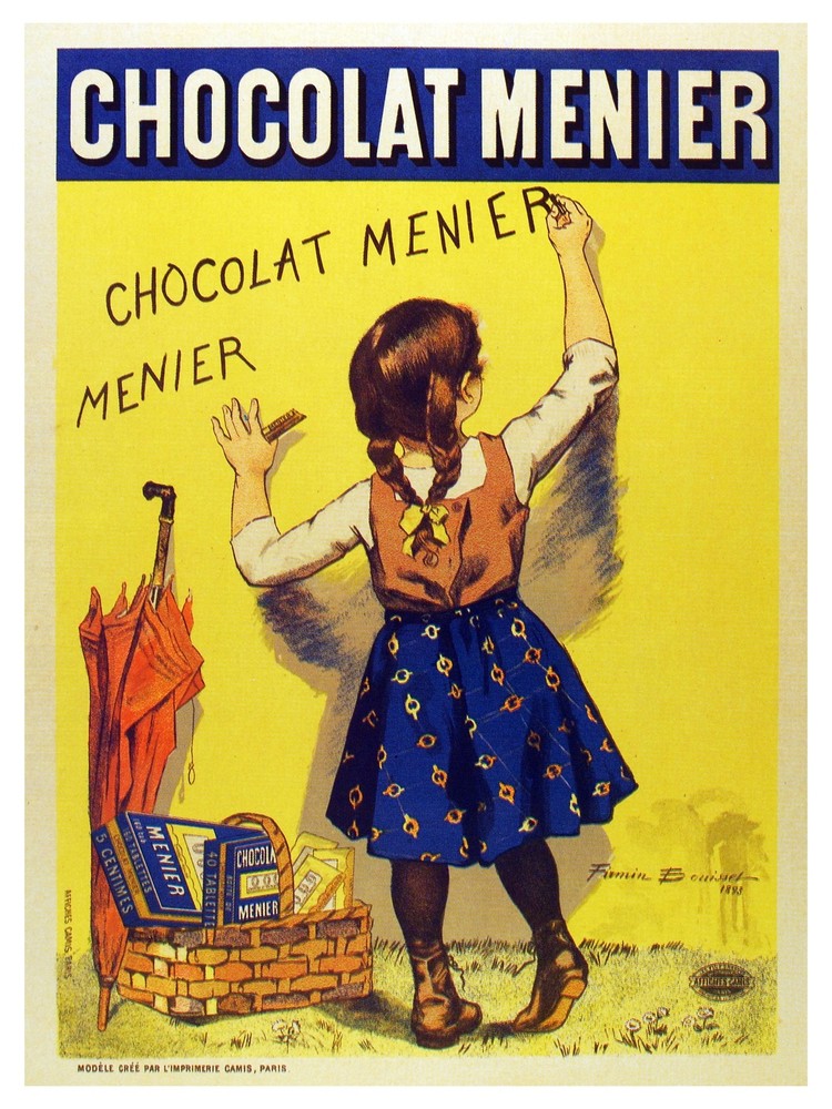 Chocolate Menier French ad wall Decoration.Graphic Interior Art design. 3284