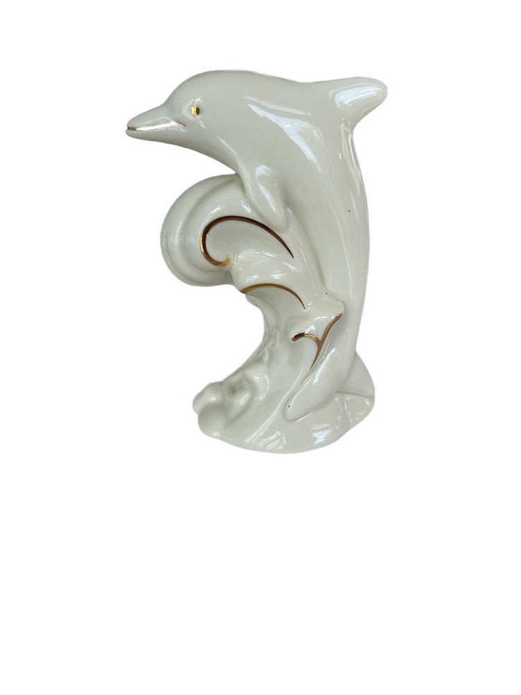 Vintage  Porcelain Dolphin Figurine with Gold Trim Lenox