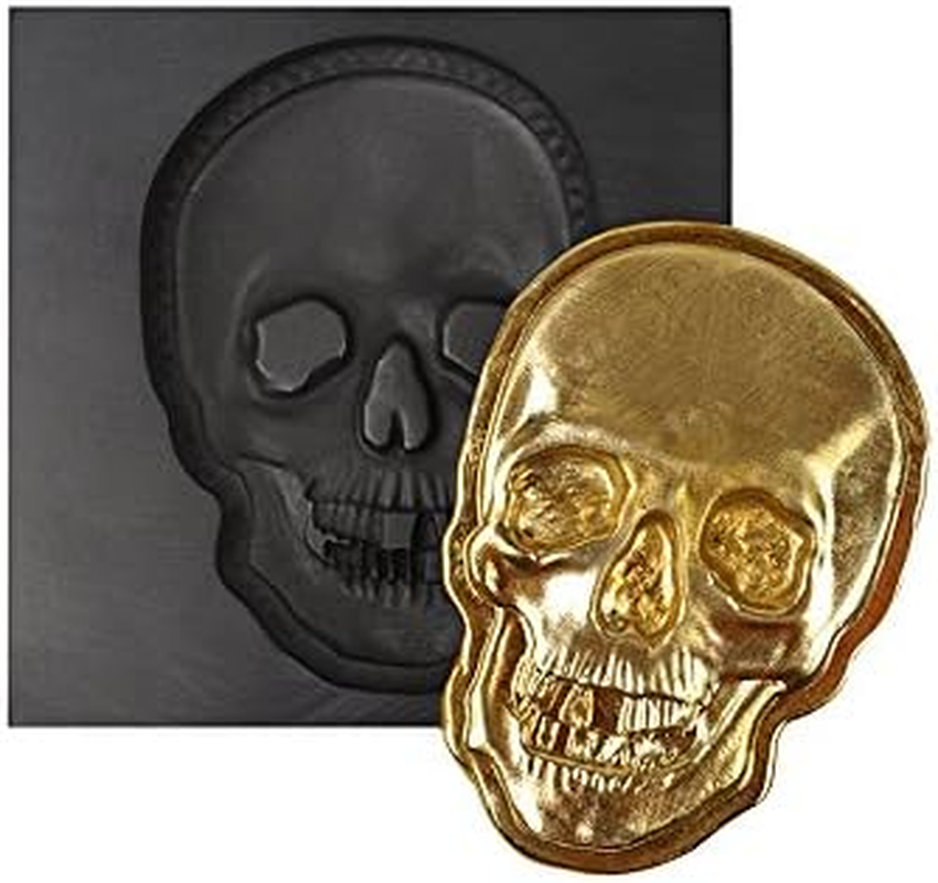 Medium - Skull 3D Graphite Ingot Mold for Precious Metal Casting Gold Silver Cop
