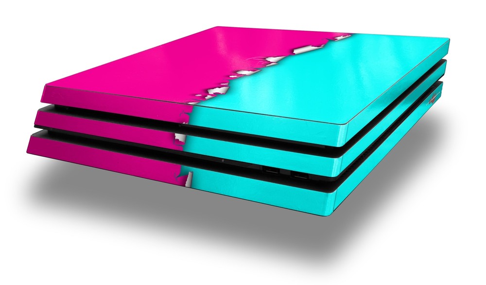 Skin for PS4 Pro Ripped Colors Hot Pink Neon Teal Playstation 4 Console