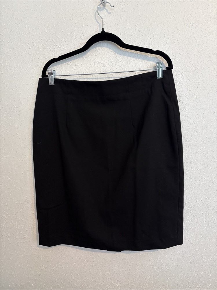 Banana Republic Size 14 Black Career Preppy Midi Skirt Black Zip #487