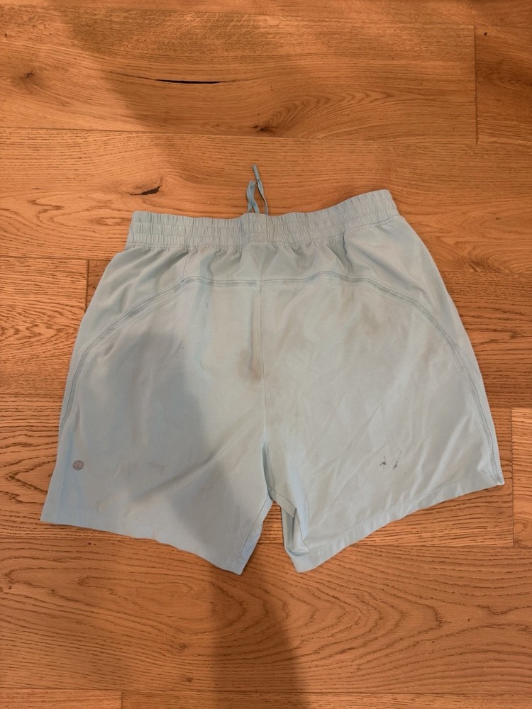 Lululemon Pace Breaker Linerless Shorts Men’s Large L Light Breeze Blue Athletic