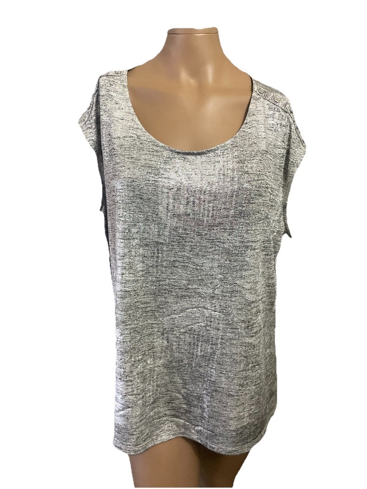New Calvin Klein Short Sleeve Blouse Metallic Gray Size 1X