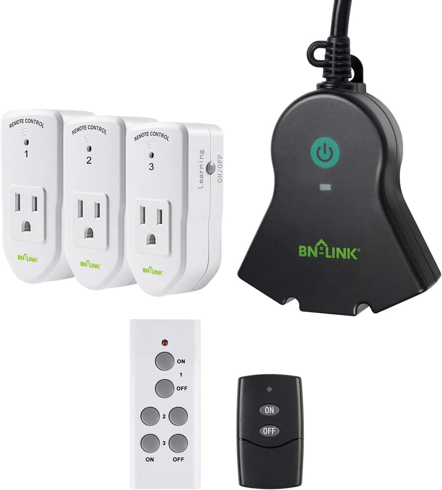 Wireless Remote Control Electrical Outlet Switch Indoor 3 Pack and Wifi Bundle