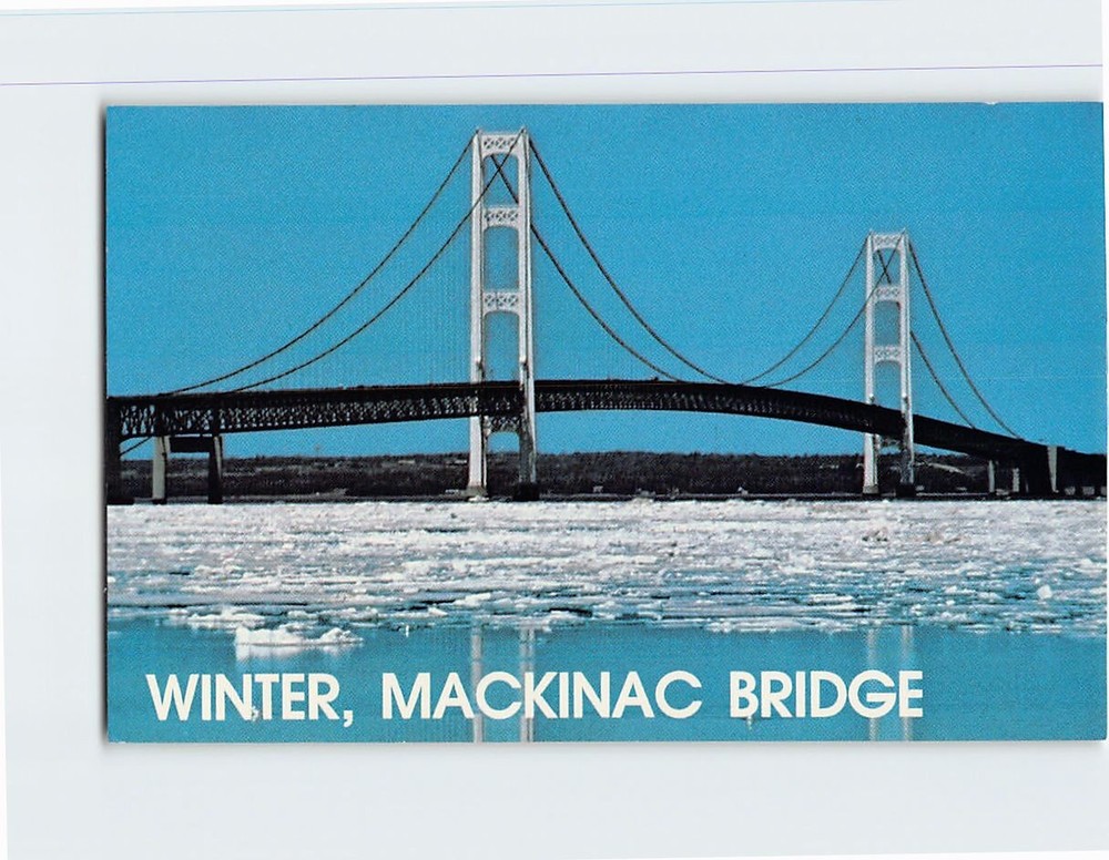 Postcard Mackinac Bridge In Winter Michigan USA