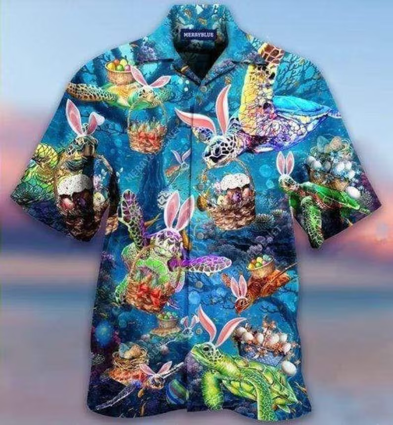 Sea Turtle Hawaii Shirt Easter Aloha Beach Vacation Men Women Gift