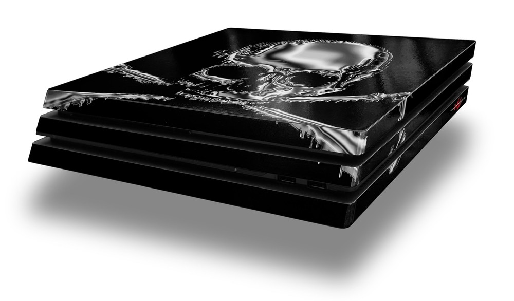 Skin for PS4 Pro Chrome Skull on Black Playstation 4 Console