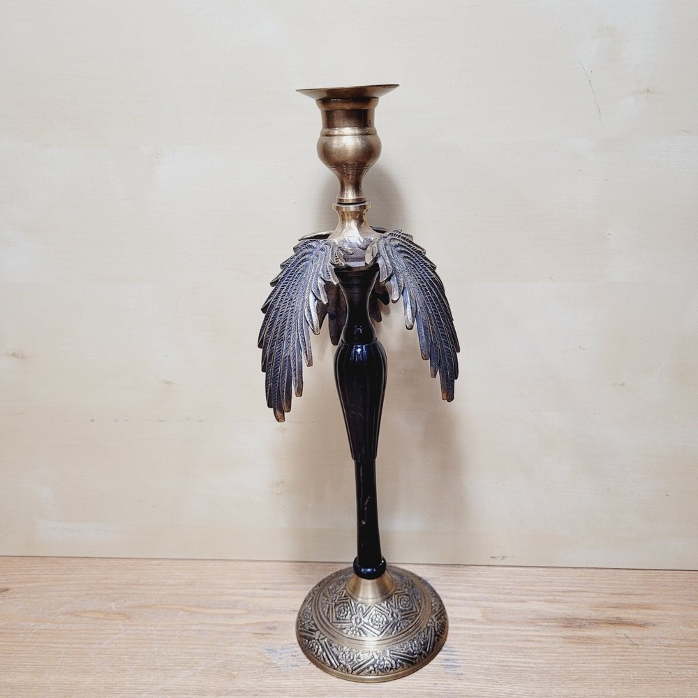 Vintage Palm Tree Brass Candle Stick Holder 13