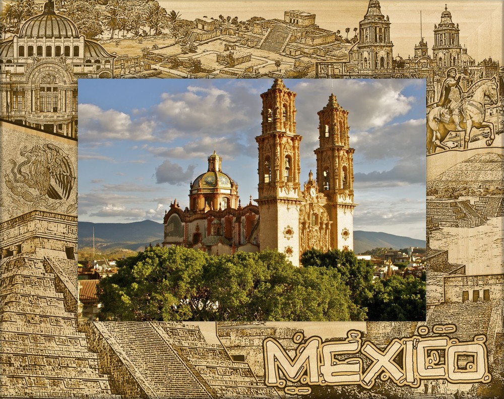 Mexico Laser Engraved Wood Picture Frame Landscape (4 x 6)