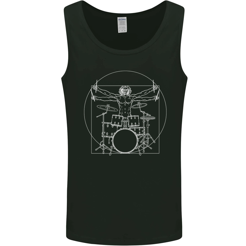 Vitruvian Drummer Funny Drumming Mens Vest Tank Top