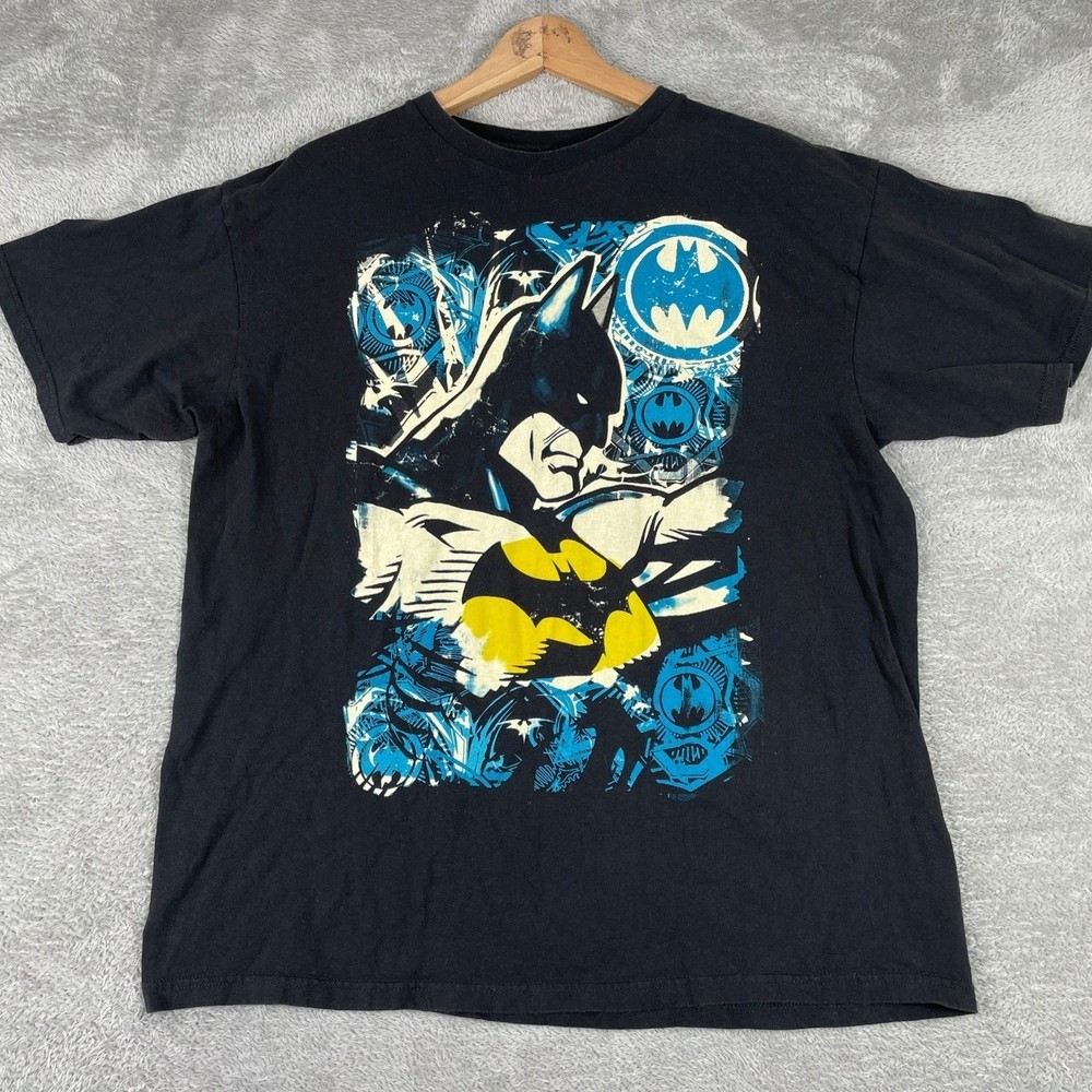 Batman Graphic T-Shirt Mens XL Black DC Comics Superhero Logo Cotton Tee