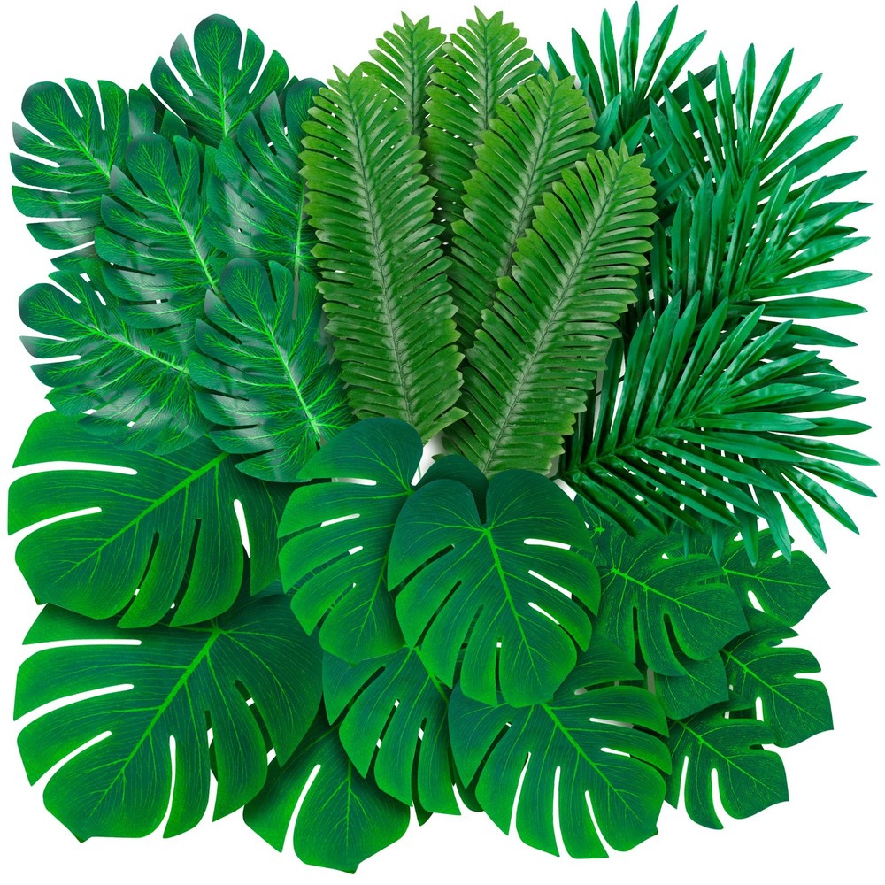 108 Pack Palm Leaves Artificial Tropical Monstera - 6 Kinds Large Small Green...