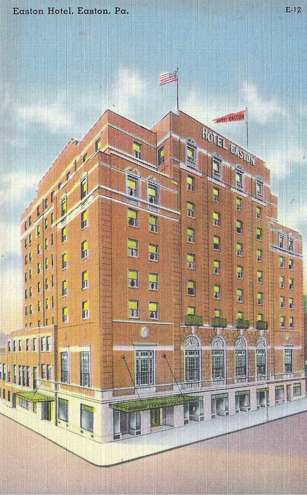 c1940s Easton Pennsylvania ~ Easton Hotel ~  Linen Vintage Postcard UNP
