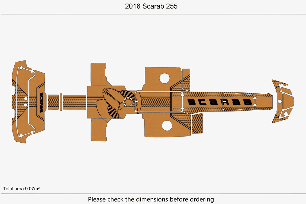 2016 SCARAB 255 Cockpit Swim platform bow EVA Pads Foam Teak Deck flooring Mat