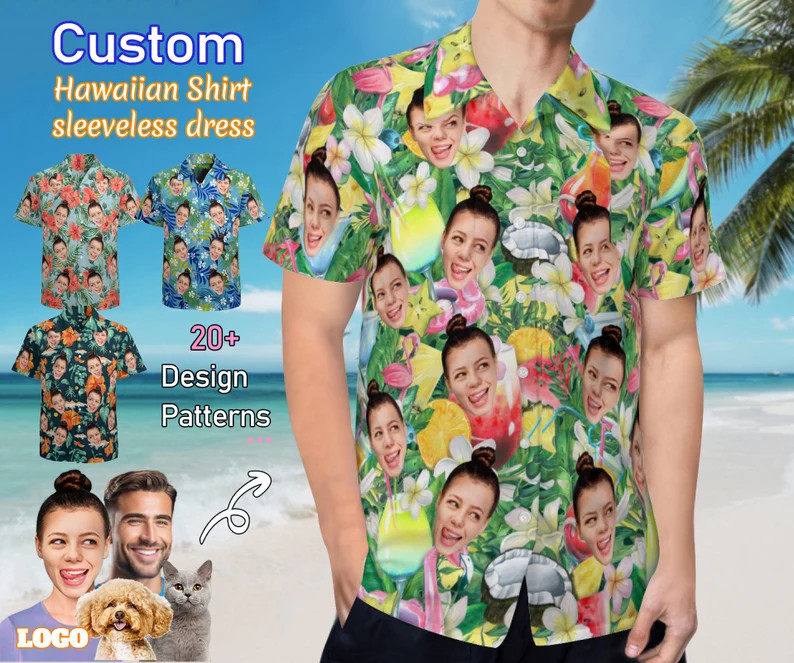 Custom Face Hawaiian Shirt Personalized Photo Funny Aloha Summer Gift