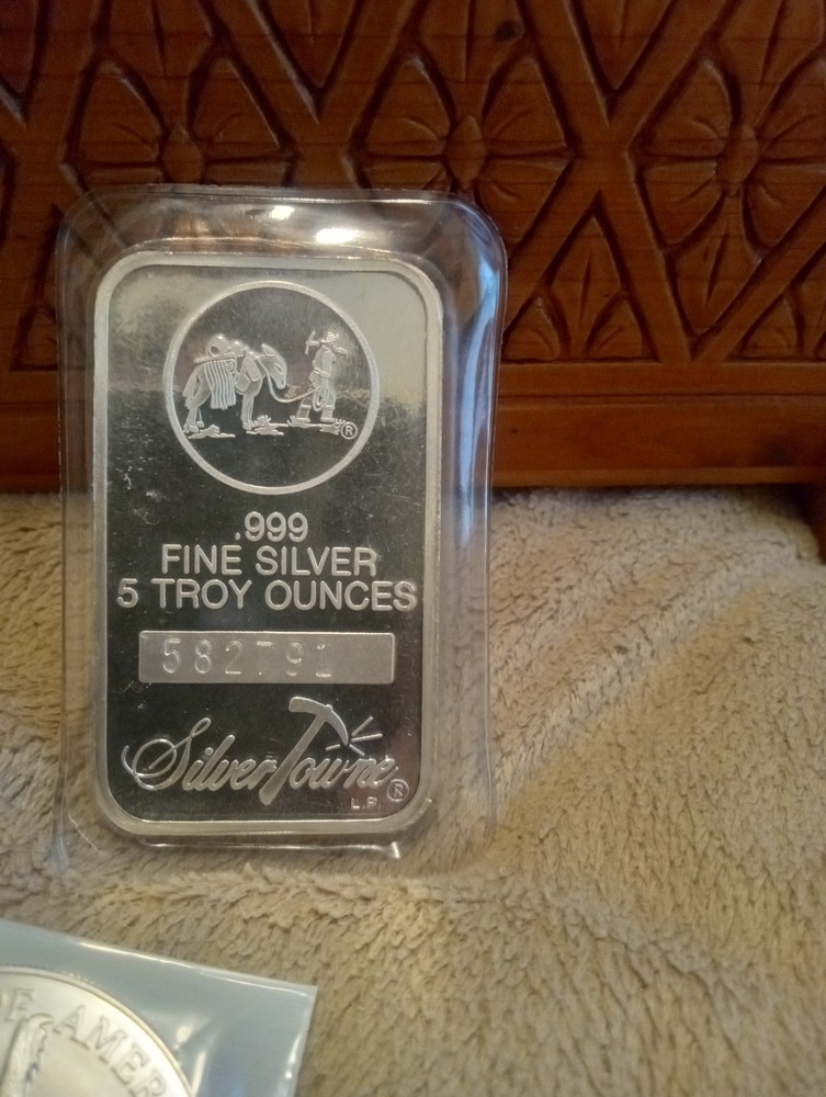 SilverTowne 5 oz .999 Fine Silver Bar - Total 5 oz - Bar Bullion