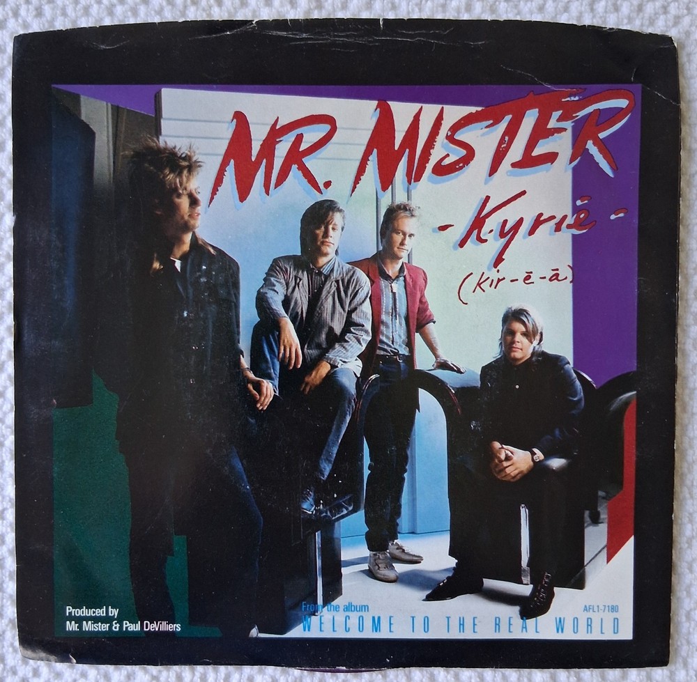 Mr. Mister, Kyrie/Run To Her, Purple Vinyl, 45rpm, 1985, RCA Records PB 14258