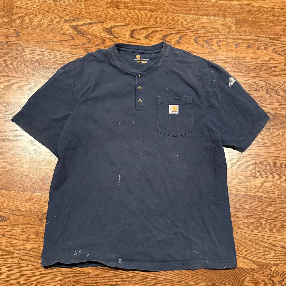 Carhartt Loose Fit Heavyweight Short-Sleeve Pocket Henley T-Shirt L