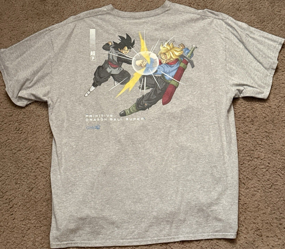 Primitive x Dragon Ball Super Men's Gray Graphic Cotton Tee 2XL Goku Trunks