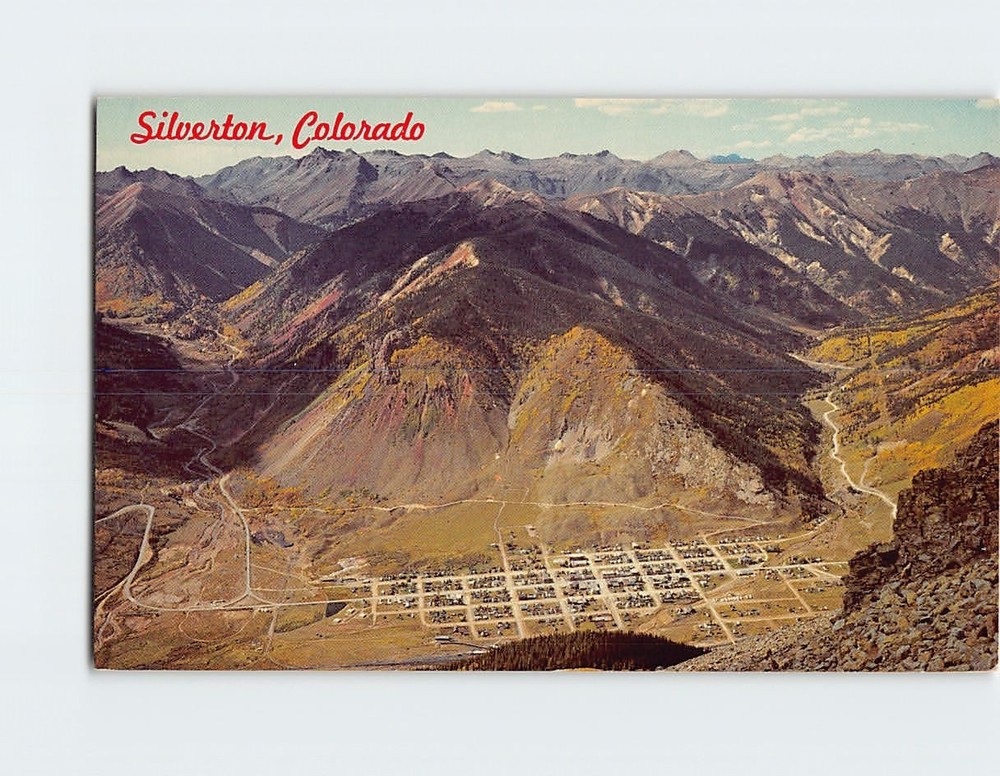 Postcard Aerial View of the Mining Town Silverton Colorado USA