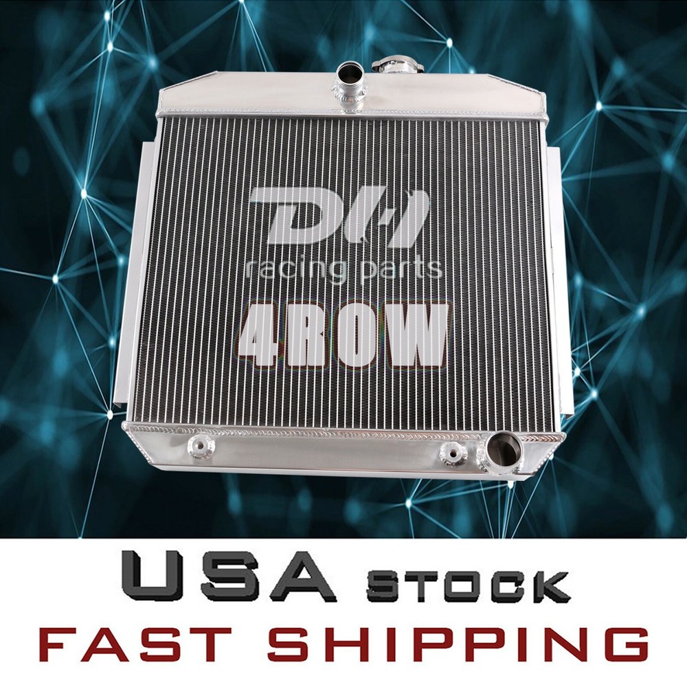 4Row AlumRadiator For 1955-1957 Chevy Bel air/ Normad/ Del Ray/150/210 4.3L 4.6L