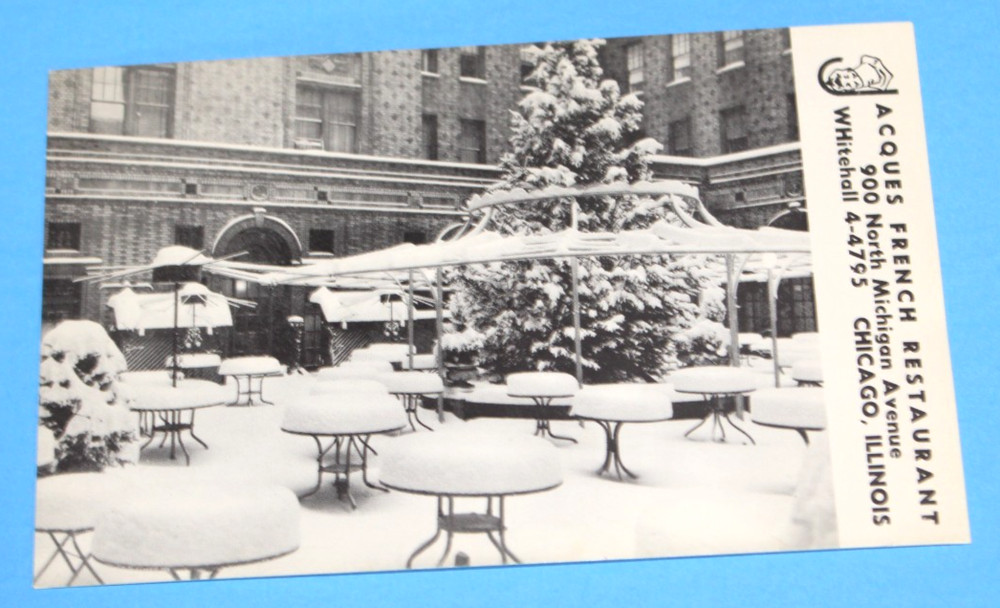 Vintage Souvenir Travel Postcard Jacques French Restaurant Chicago IL