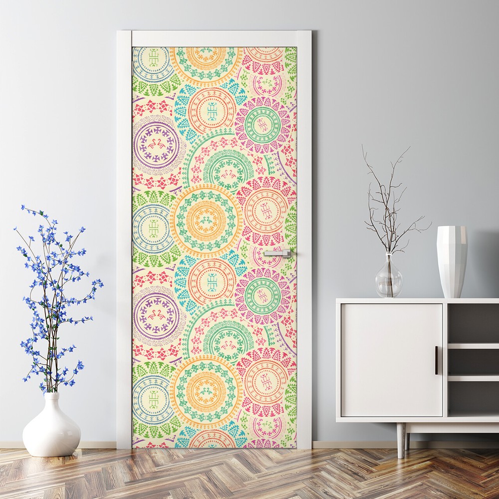 Moroccan tribal bohemian patchwork pastel door decal nursery folk art