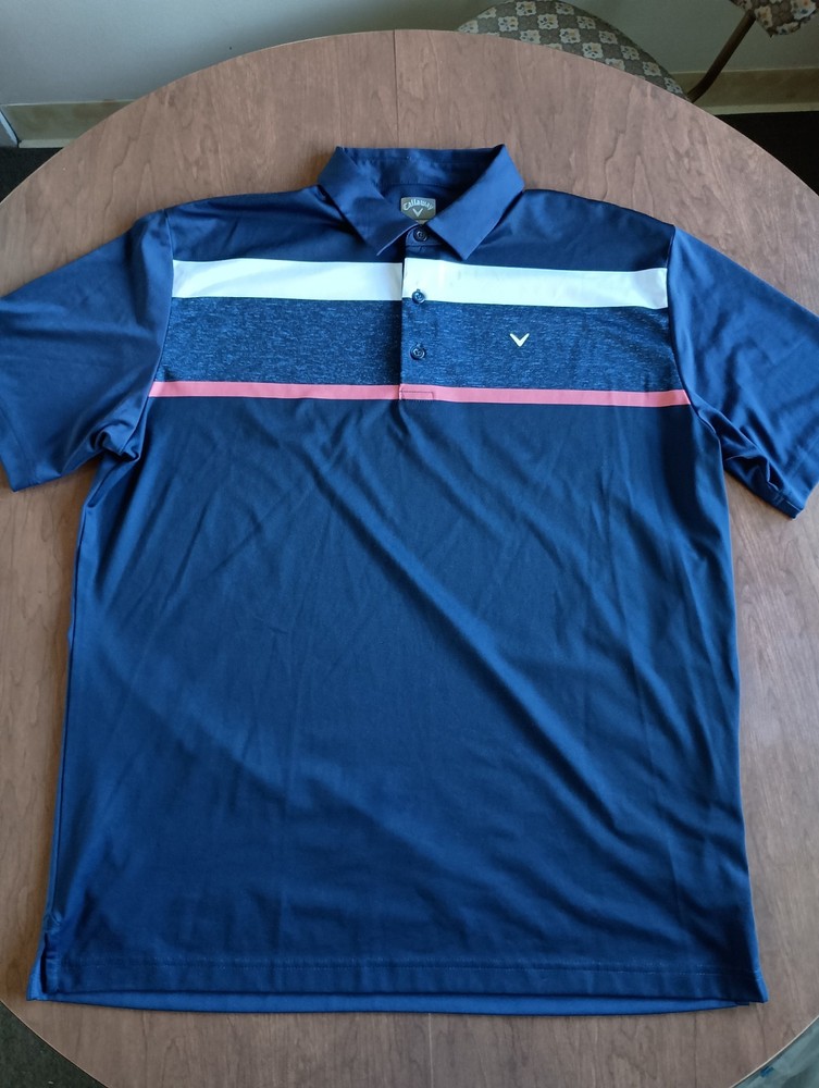 Callaway Men's Navy Blue Opti-Dri Short Sleeve Golf Polo Size Large