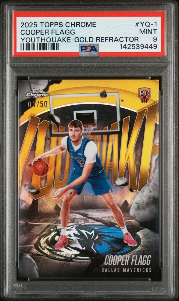 2025 Topps Chrome Cooper Flagg Youthquake Gold Refractor 1/50 eBay 1/1 PSA 9