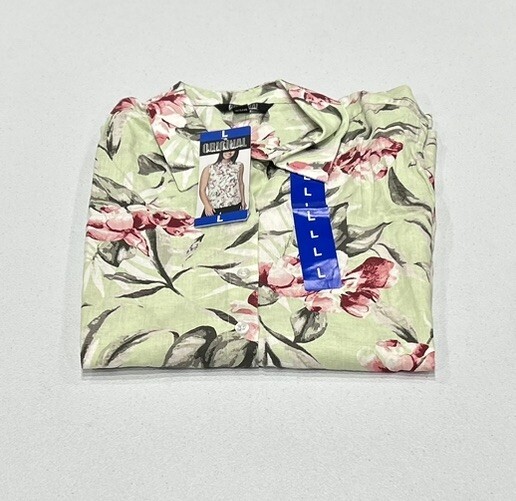 Nicole Miller Womens Green Linen Blend Sleeveless Top Size L