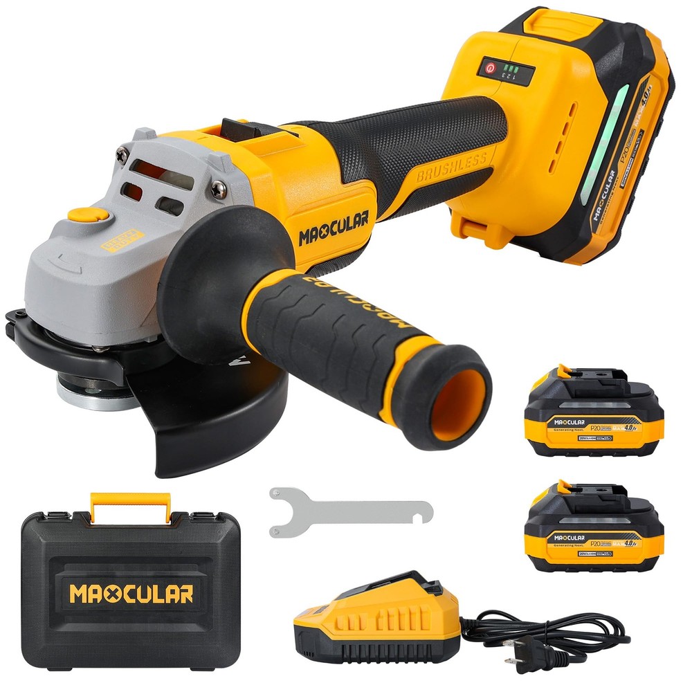 4-1/2 to 5-Inch Cordless Angle Grinder with 2x4.0AH Batteries 9600RPM