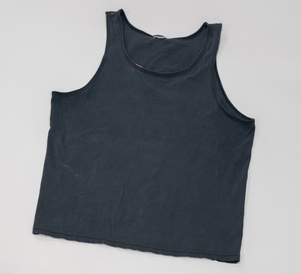 True VTG 70s 80s Made In USA Sun Faded Mens Size M Tank Top Crop Distressed