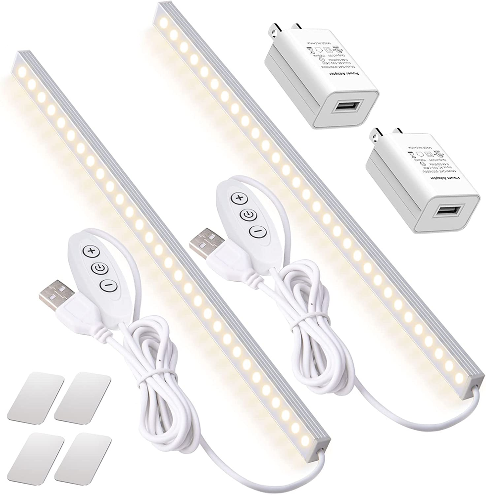 2Pack LED under Cabinet Lighting Dimmable under Cabinet Lights with USB Powered